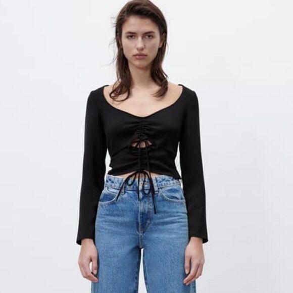 ZARA RUCHED CUT OUT TOP New - Picture 3 of 4